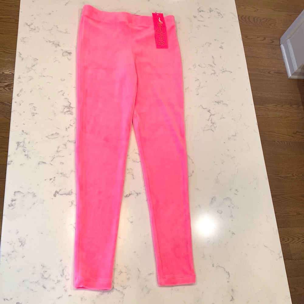 Lilly Pulitzer Girls Velour Maia Leggings in Prosecco Pink Size Large (8-10) NWT